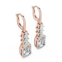 Emerald and Trapezoid Two-Stone Drop Earrings