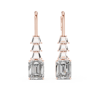 Emerald and Trapezoid Two-Stone Drop Earrings