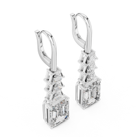 Emerald and Trapezoid Two-Stone Drop Earrings