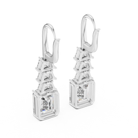 Emerald and Trapezoid Two-Stone Drop Earrings
