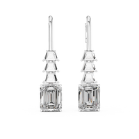 Emerald and Trapezoid Two-Stone Drop Earrings