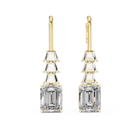 Emerald and Trapezoid Two-Stone Drop Earrings