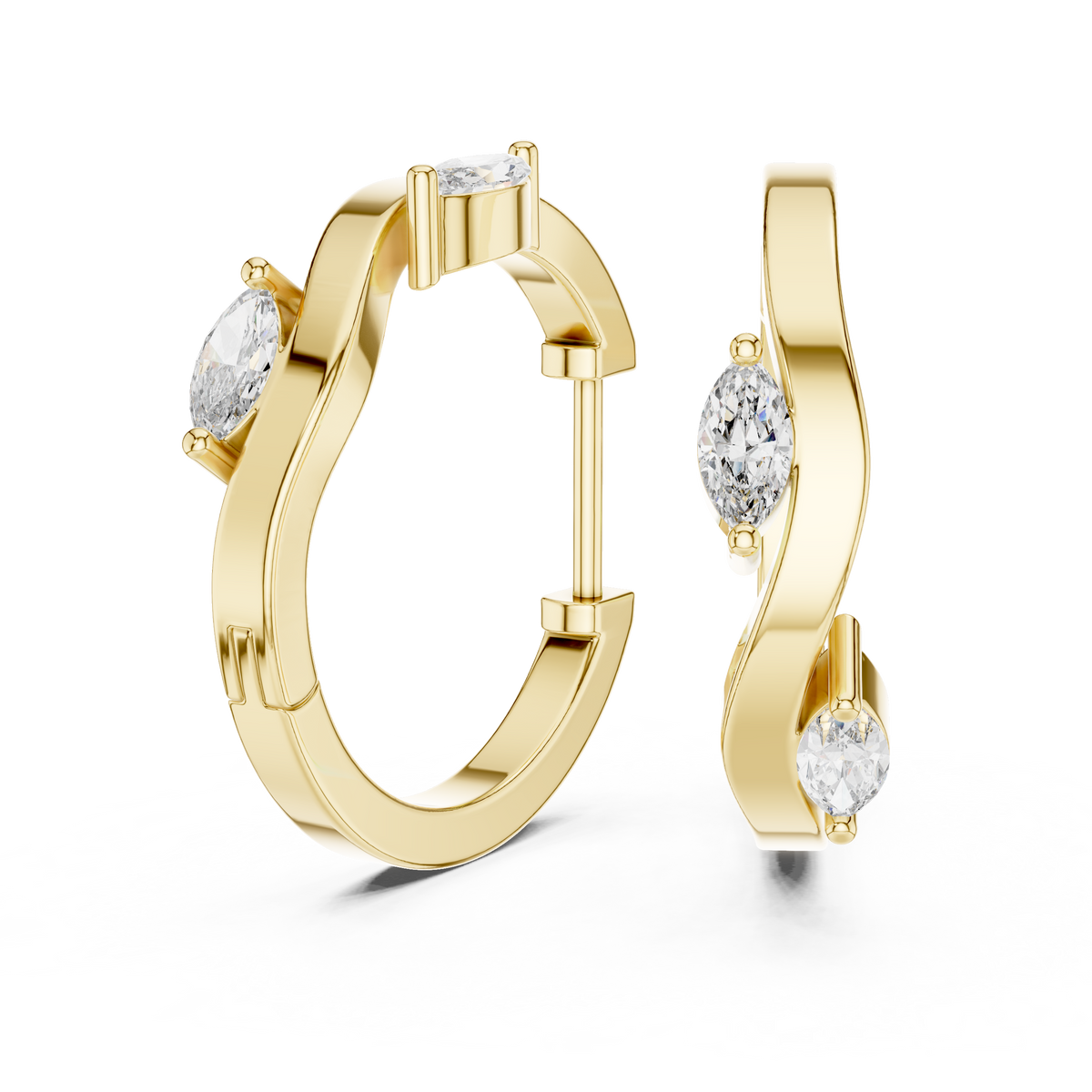 Marquise-cut Two-Stone Hoop Earrings