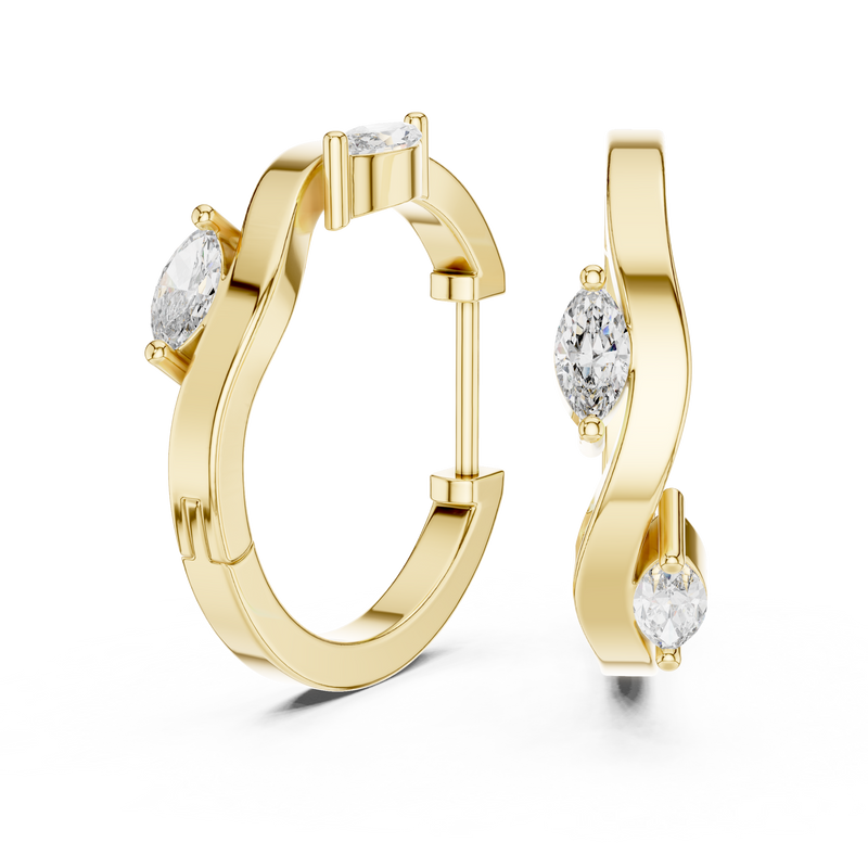 Marquise-cut Two-Stone Hoop Earrings