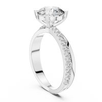 Classic Round Solitaire U-Cut Diamond Engagement Ring