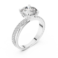 Classic Round Solitaire U-Cut Diamond Engagement Ring