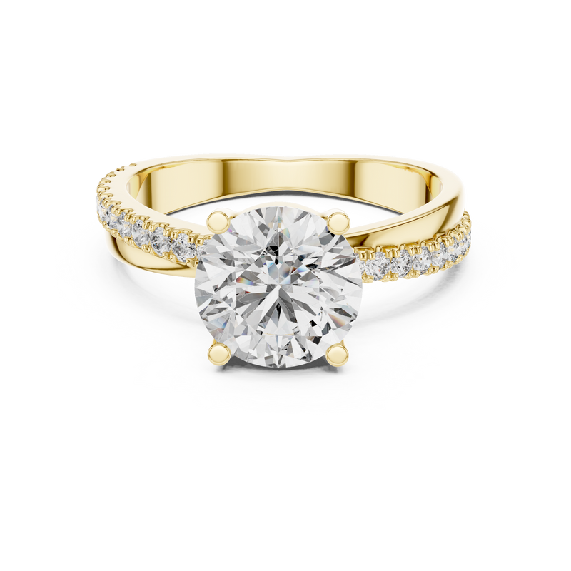 Classic Round Solitaire U-Cut Diamond Engagement Ring