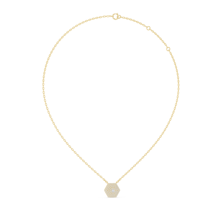 Hexagon Pavé Diamond Pendant Necklace