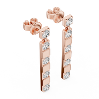 Round Diamond Linear Drop Earrings
