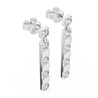 Round Diamond Linear Drop Earrings