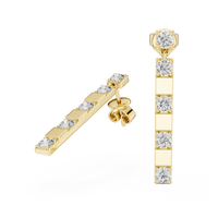 Round Diamond Linear Drop Earrings