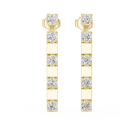 Round Diamond Linear Drop Earrings