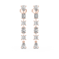 Pair of Multi-Shape Diamond Linear Drop Earrings