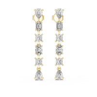 Pair of Multi-Shape Diamond Linear Drop Earrings