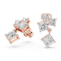 Princess-Cut Diamond Cluster Drop Earrings