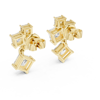 Princess-Cut Diamond Cluster Drop Earrings
