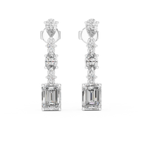 Emerald, Oval & Pear Diamond Drop Earrings