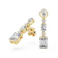 Emerald, Oval & Pear Diamond Drop Earrings