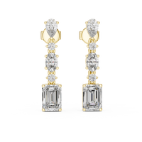 Emerald, Oval & Pear Diamond Drop Earrings