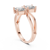 Elegant Princess-Cut Twin Stone Solitaire Ring
