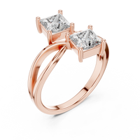 Elegant Princess-Cut Twin Stone Solitaire Ring