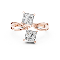 Elegant Princess-Cut Twin Stone Solitaire Ring
