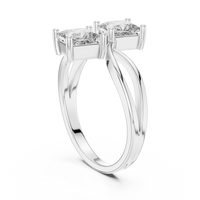 Elegant Princess-Cut Twin Stone Solitaire Ring