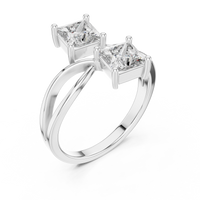 Elegant Princess-Cut Twin Stone Solitaire Ring