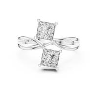 Elegant Princess-Cut Twin Stone Solitaire Ring