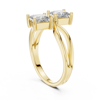 Elegant Princess-Cut Twin Stone Solitaire Ring