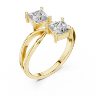 Elegant Princess-Cut Twin Stone Solitaire Ring