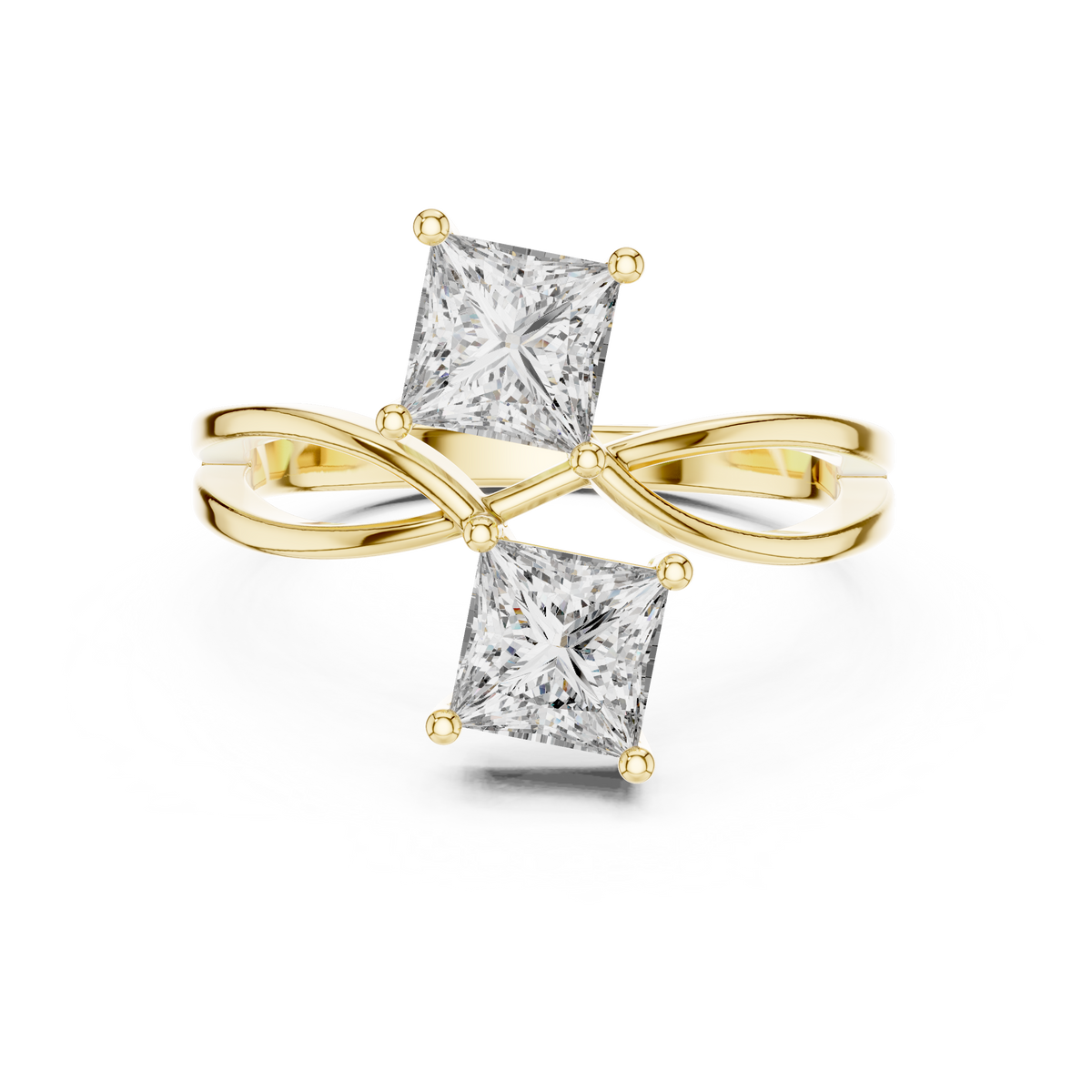 Elegant Princess-Cut Twin Stone Solitaire Ring
