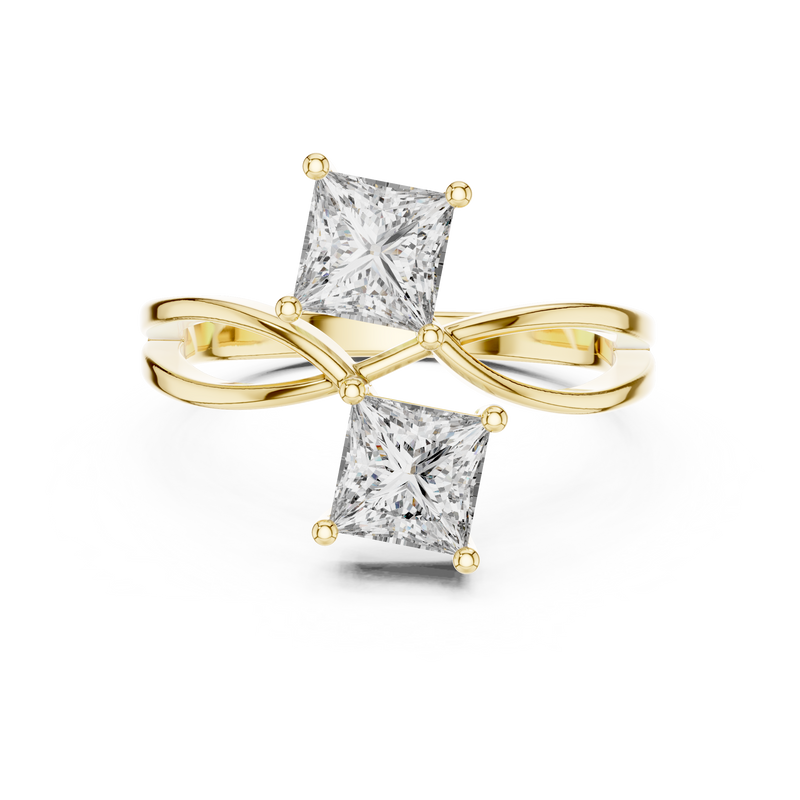 Elegant Princess-Cut Twin Stone Solitaire Ring