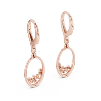Round Diamond Oval Drop Earrings with Pavé Accents