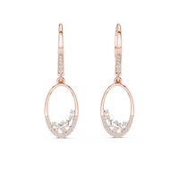 Round Diamond Oval Drop Earrings with Pavé Accents