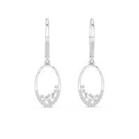 Round Diamond Oval Drop Earrings with Pavé Accents