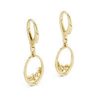Round Diamond Oval Drop Earrings with Pavé Accents