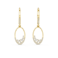 Round Diamond Oval Drop Earrings with Pavé Accents