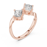 Twin Stone Elegant Solitaire Ring with Sculpted Split