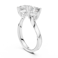 Twin Stone Elegant Solitaire Ring with Sculpted Split