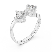 Twin Stone Elegant Solitaire Ring with Sculpted Split