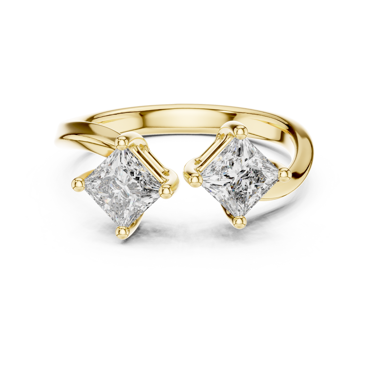 Twin Stone Elegant Solitaire Ring with Sculpted Split