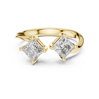 Twin Stone Elegant Solitaire Ring with Sculpted Split