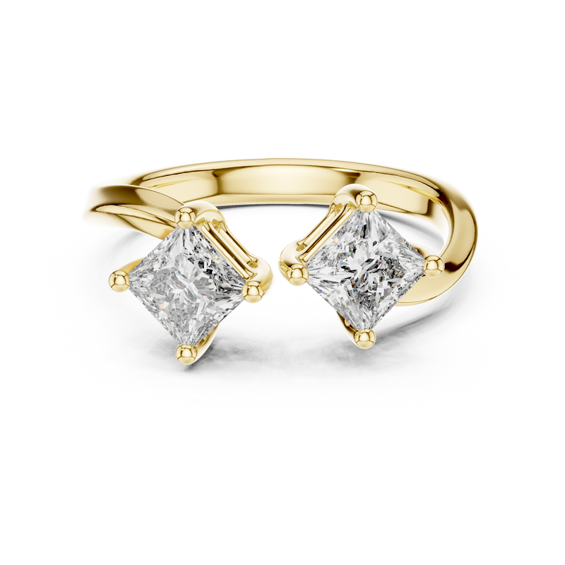 Twin Stone Elegant Solitaire Ring with Sculpted Split