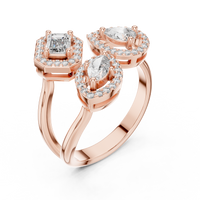 Elegant Three-Stone Mixed-Cut Diamond Ring