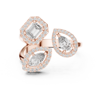 Elegant Three-Stone Mixed-Cut Diamond Ring