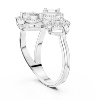 Elegant Three-Stone Mixed-Cut Diamond Ring