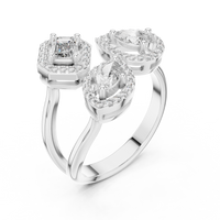 Elegant Three-Stone Mixed-Cut Diamond Ring