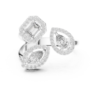 Elegant Three-Stone Mixed-Cut Diamond Ring