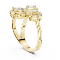 Elegant Three-Stone Mixed-Cut Diamond Ring